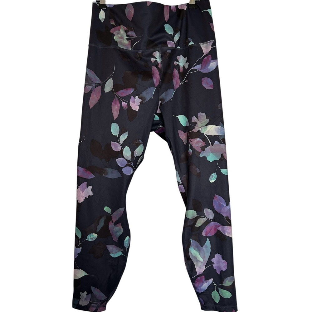 All In Motion 4XL Women's Contour Power Waist High-Rise Leggings 26" Floral Navy - Picture 3 of 5